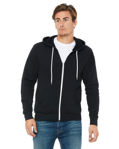 Unisex Poly-Cotton Sponge Fleece Full-Zip Hoodie - Black