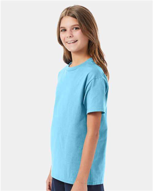 Hanes 5450 Blue Horizon — on model side