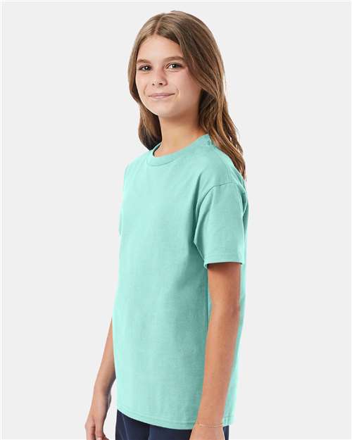Hanes 5450 Clean Mint — on model side