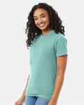 Hanes 5180 Clean Mint — on model side