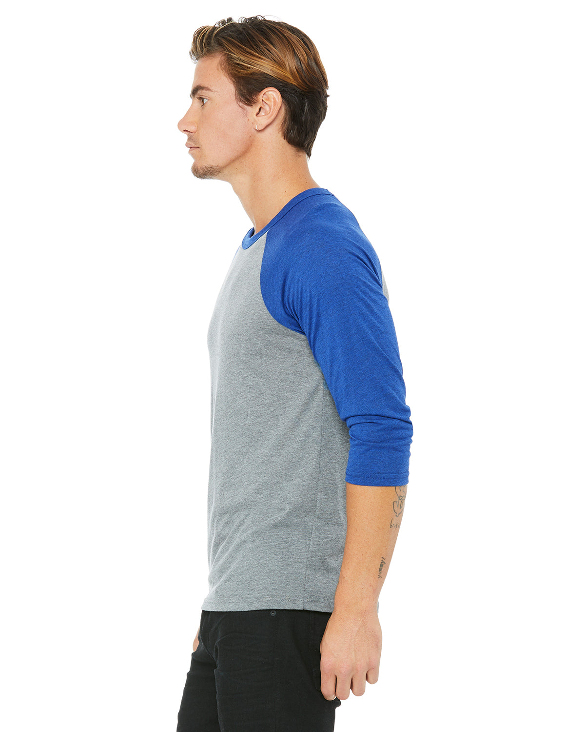 Unisex 3/4-Sleeve Baseball T-Shirt - Gray / True Royal Triblend