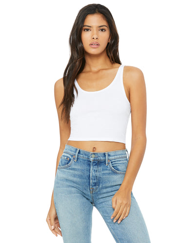 Women's Poly-Cotton Crop Tank - White