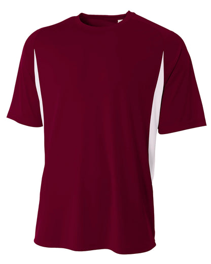 Men's Cooling Performance Color Blocked T-Shirt - Maroon / White