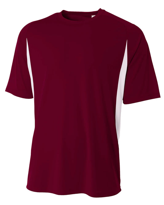 Men's Cooling Performance Color Blocked T-Shirt - Maroon / White
