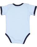 Infant Baby Rib Bow Tie Bodysuit - Light Blue / Navy