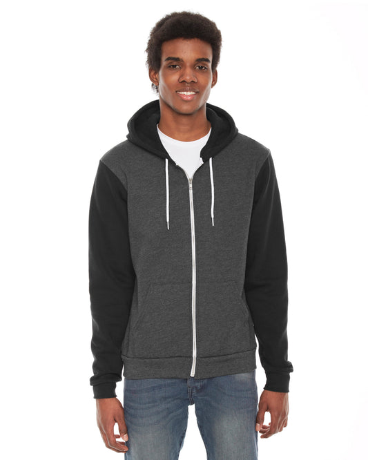 Unisex Flex Fleece Zip Hoodie - Dark Heather Gray / Black