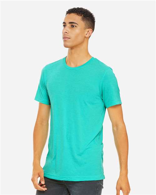 BELLA + CANVAS 3413 Sea Green Triblend — on model side