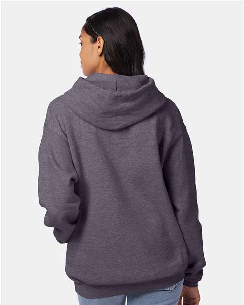Hanes P170 Charcoal Heather — on model back