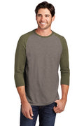 Unisex Perfect Tri 3/4-Sleeve Raglan - Military Green Fr / Gray French