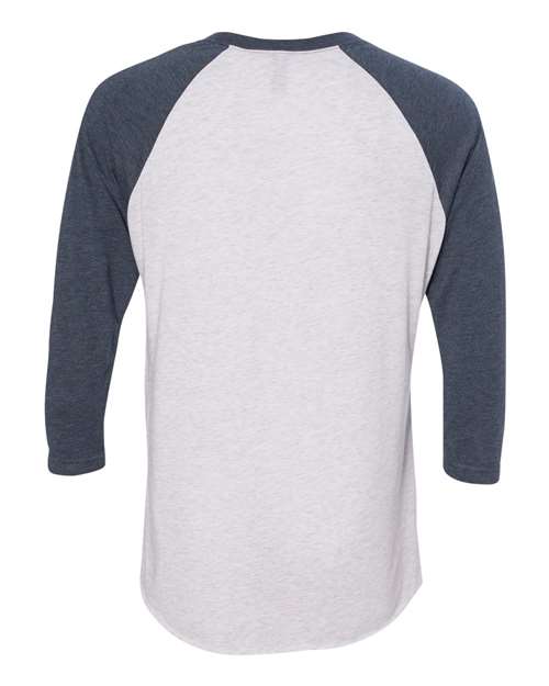 Next Level 6051 Indigo Sleeves/ Heather White Body — back