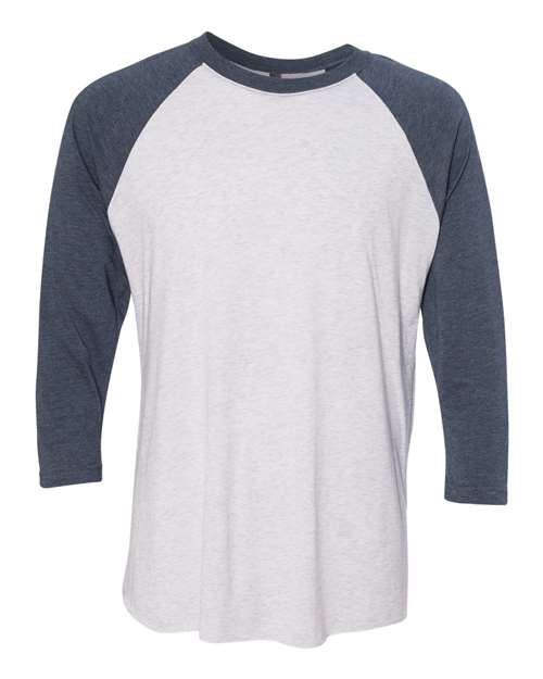 Next Level 6051 Indigo Sleeves/ Heather White Body — front