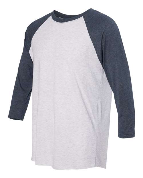 Next Level 6051 Indigo Sleeves/ Heather White Body — side
