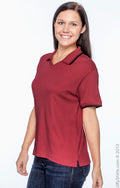 Women's Tipped Perfect Pima Interlock Polo - Red / Navy