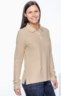 Women's Pima Piqué Long-Sleeve Polo - Stone