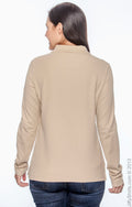 Women's Pima Piqué Long-Sleeve Polo - Stone