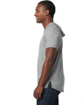 Unisex Mock Twist Short Sleeve Hoody T-Shirt - Heather Gray