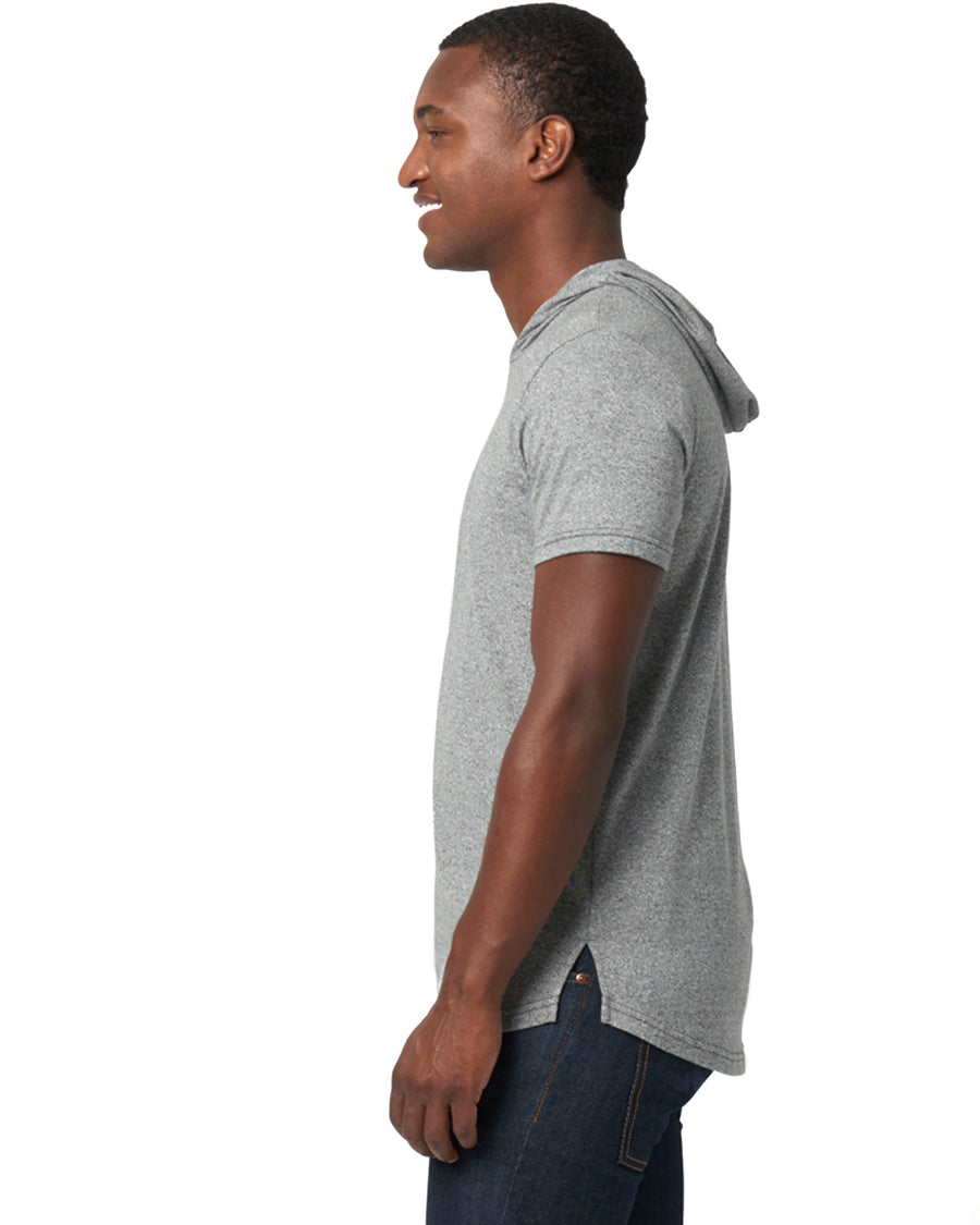 Unisex Mock Twist Short Sleeve Hoody T-Shirt - Heather Gray