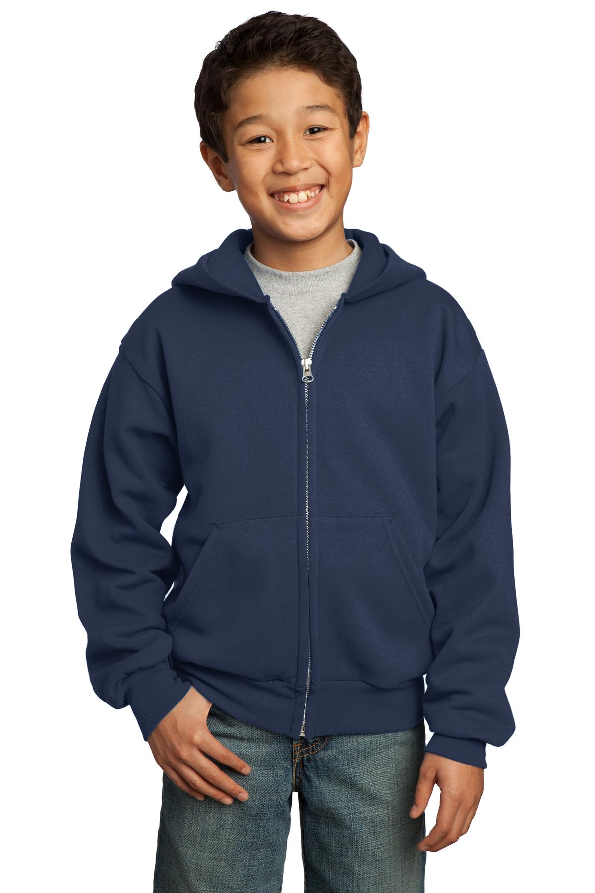 Youth Core Fleece Full-Zip Hoodie - Navy