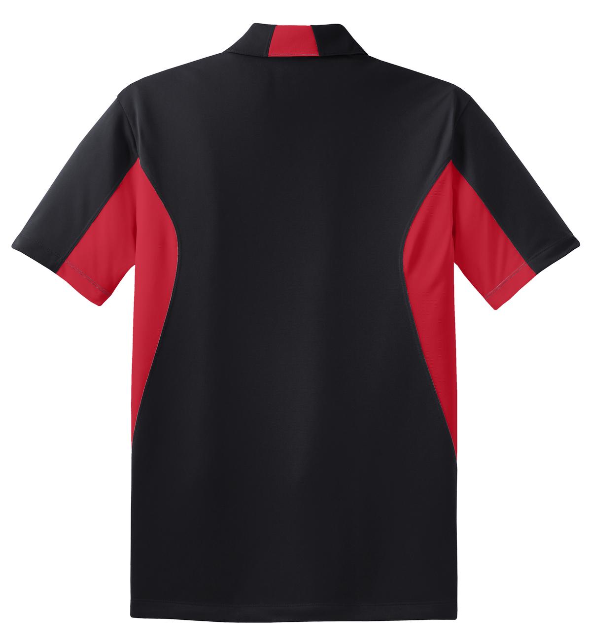 Men's Side Blocked Micropique Sport-Wick Polo - Black / Red