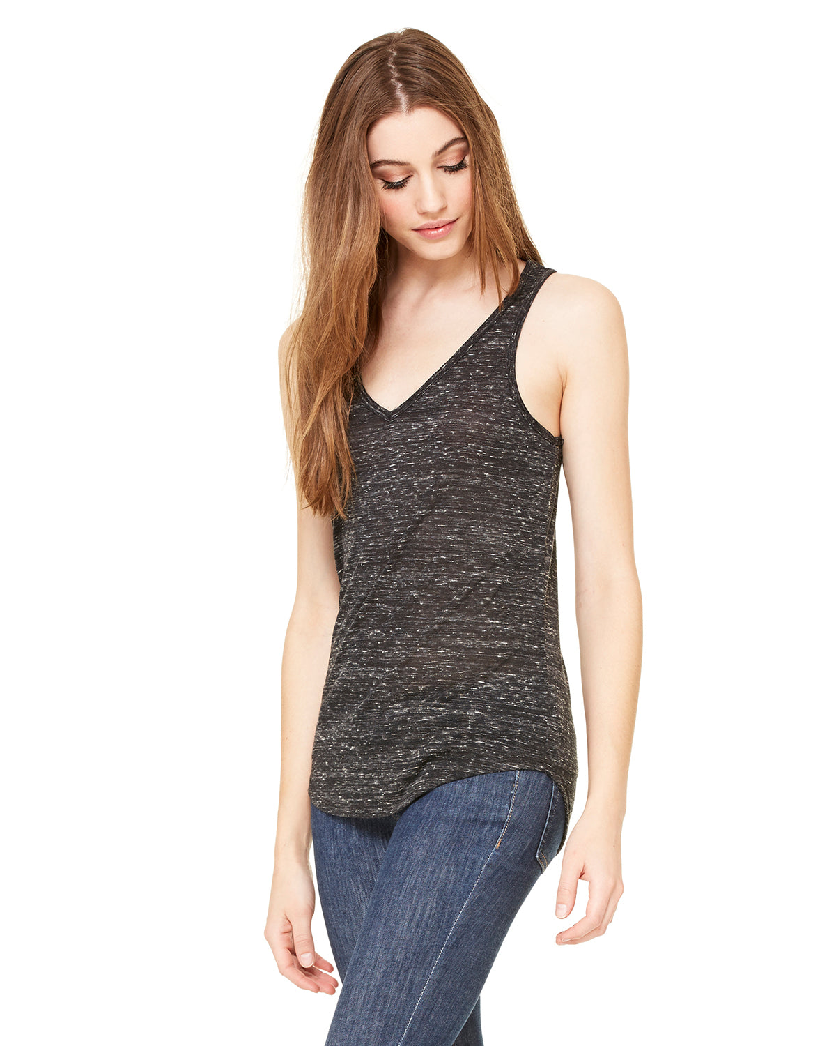 Women's Flowy V-Neck Tank - Black Marble