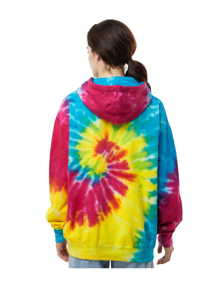 Unisex Tie-Dyed Pullover Hoodie - Reactive Rainbow