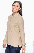 Women's Pima Piqué Long-Sleeve Polo - Stone
