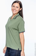 Women's Tipped Perfect Pima Interlock Polo - Dill / Navy