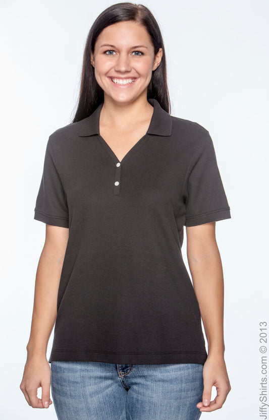 Women's Pima Piqué Short-Sleeve Y-Collar Polo - Black
