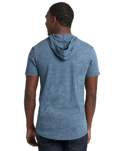Unisex Mock Twist Short Sleeve Hoody T-Shirt - Indigo
