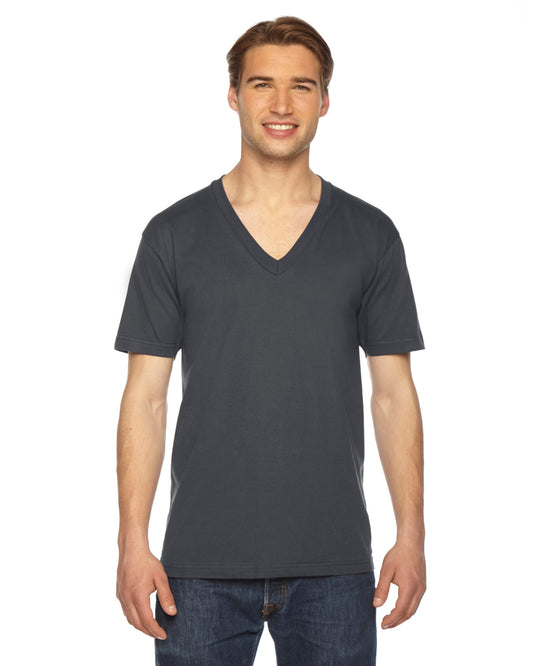 Unisex Fine Jersey Short-Sleeve V-Neck T-Shirt - Asphalt