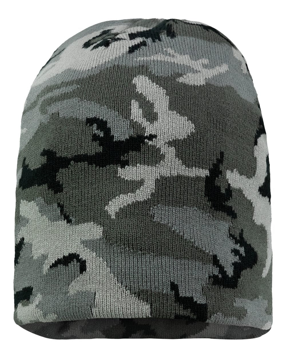 8" Knit Beanie - Grey Camo