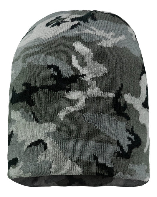 8" Knit Beanie - Grey Camo