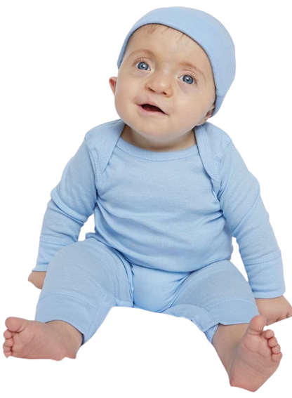 Infant Long-Sleeve Baby Rib Coverall - Light Blue