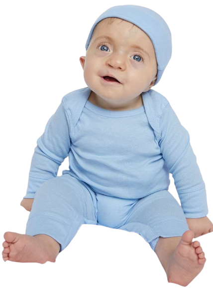 Infant Long-Sleeve Baby Rib Coverall - Light Blue