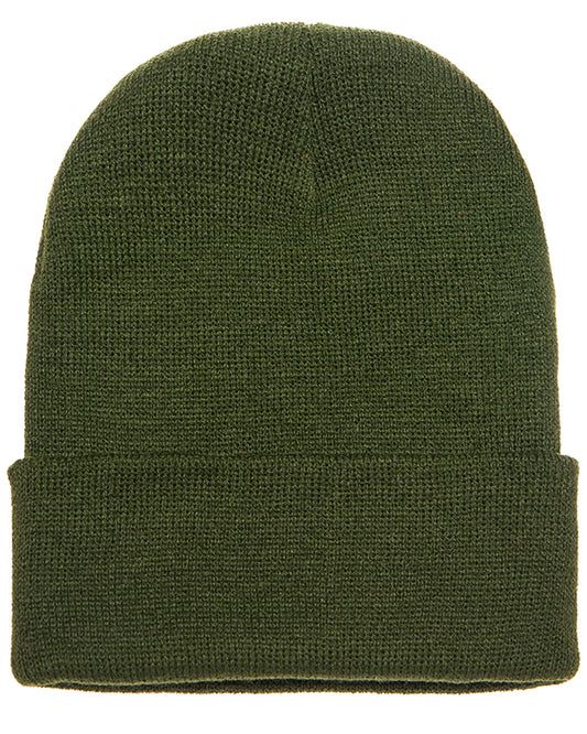 Unisex Cuffed Knit Beanie - Olive