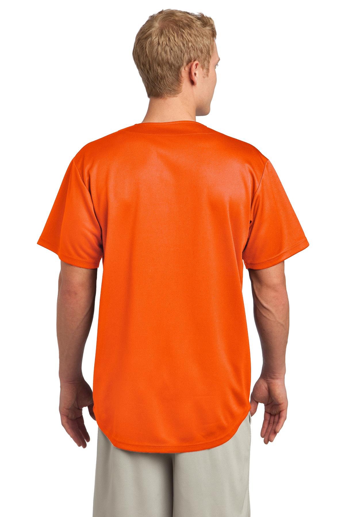 Unisex PosiCharge Tough Mesh Full-Button Jersey - Deep Orange