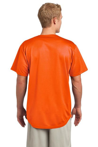 Unisex PosiCharge Tough Mesh Full-Button Jersey - Deep Orange