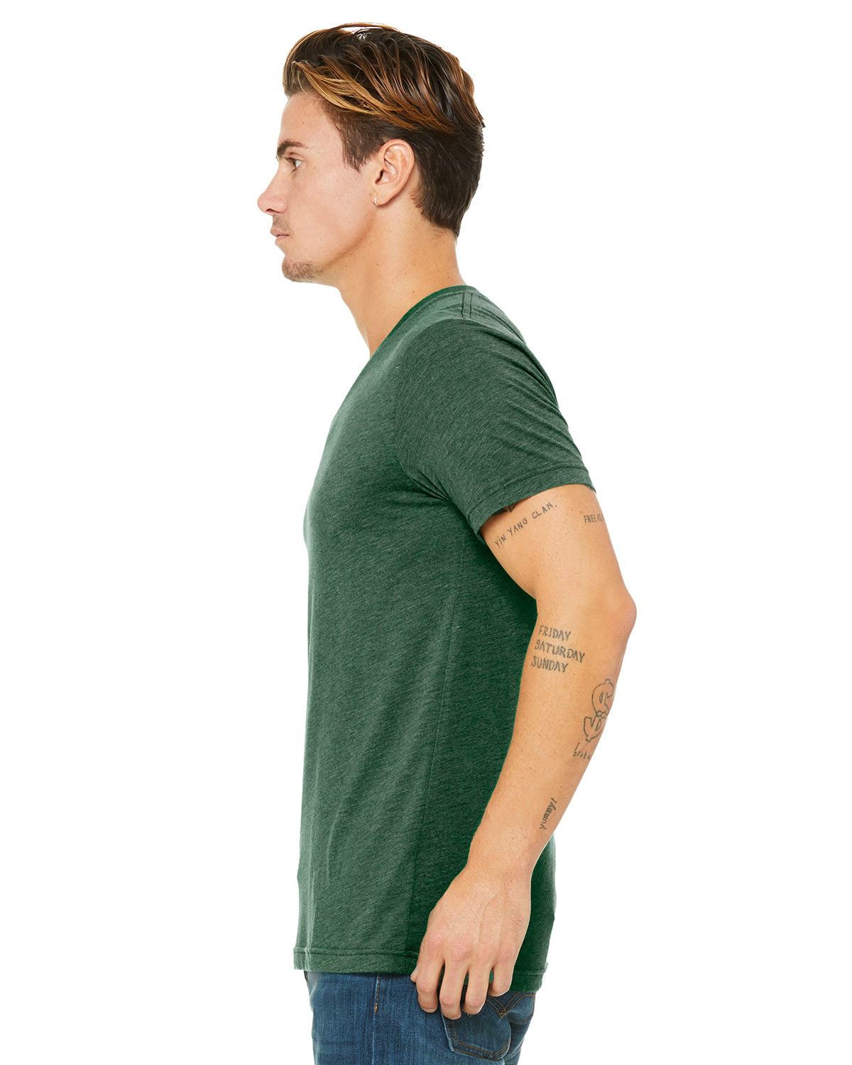 Unisex Triblend V-Neck T-Shirt - Grass Green Triblend