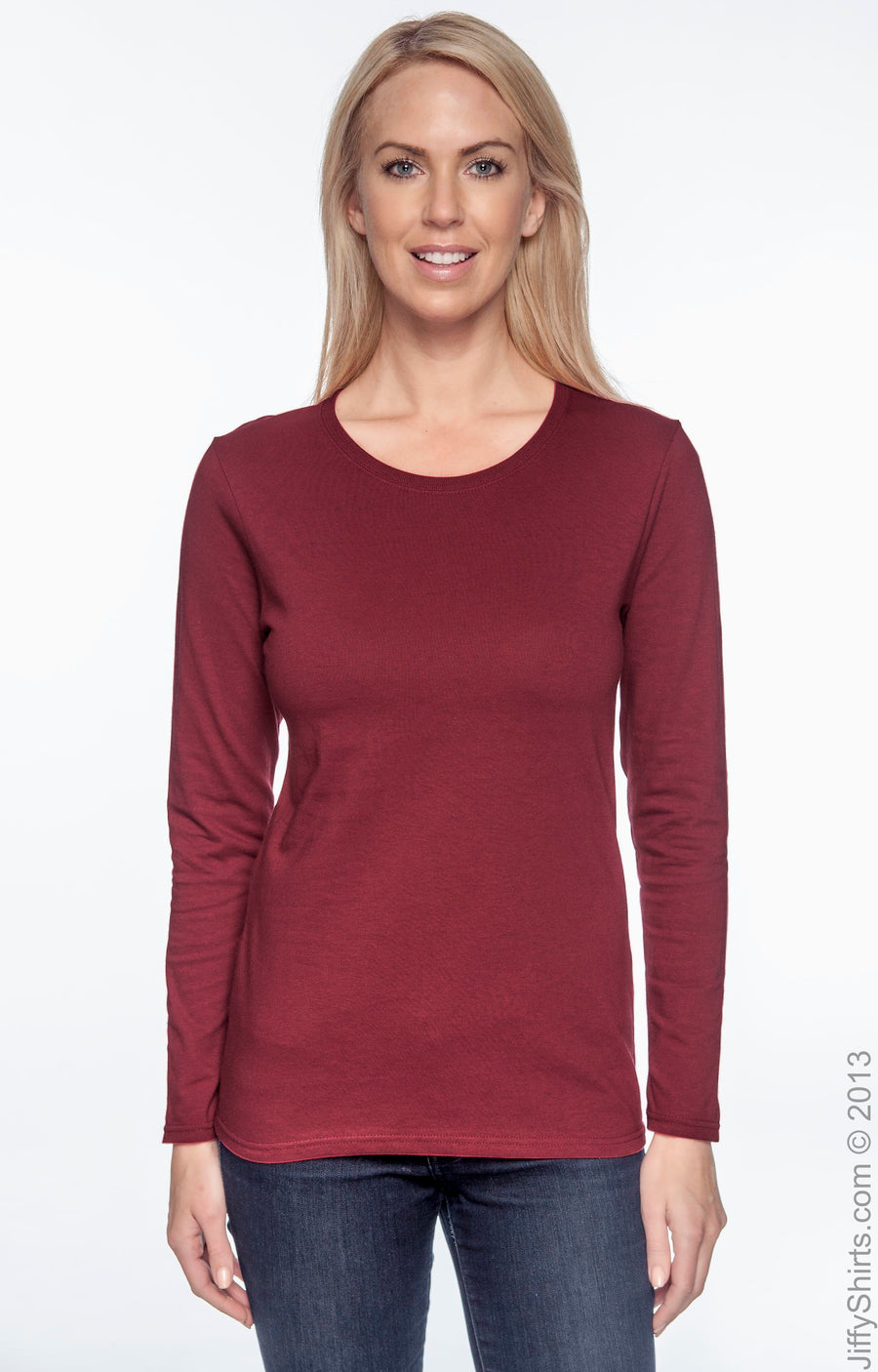 Ladies' Heavy Cotton™ 5.3 oz. Long-Sleeve T-Shirt - Cardinal Red
