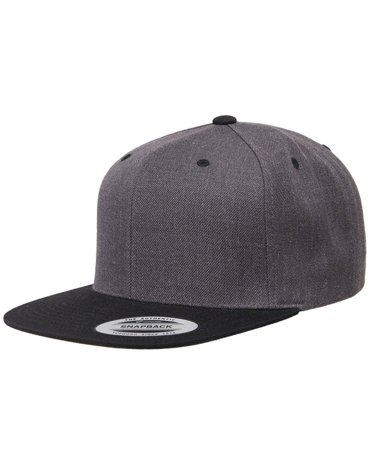 Unisex 6-Panel Structured Flat Visor Classic Two-Tone Snapback - Dark Heather / Black