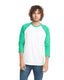 Next Level 6251 - Unisex CVC 3/4 Sleeve Raglan Baseball T-Shirt - Kelly Green / White