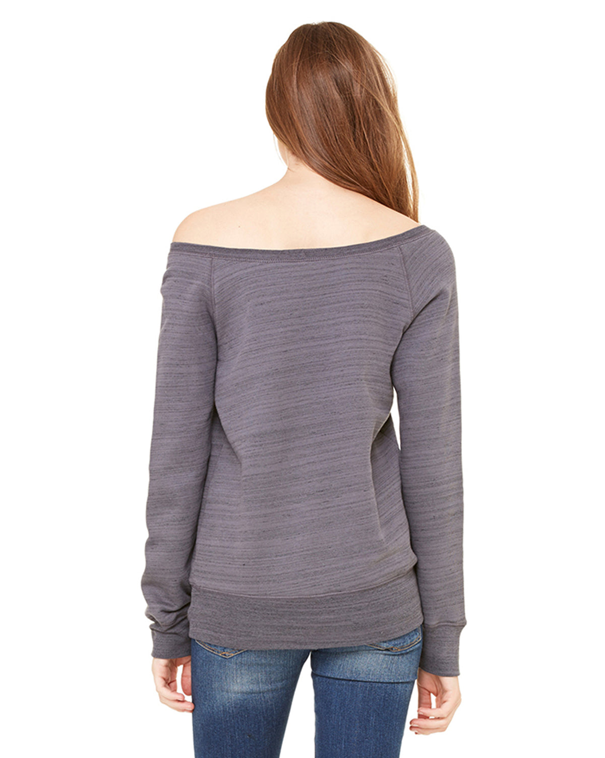 Women's Sponge Fleece Wide Neck Sweatshirt - Dark Gray Marble Fleece