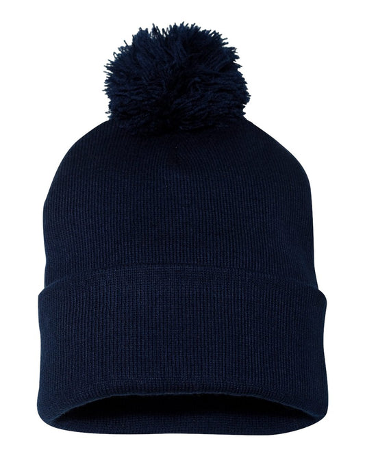 Pom-Pom 12" Knit Beanie - Navy
