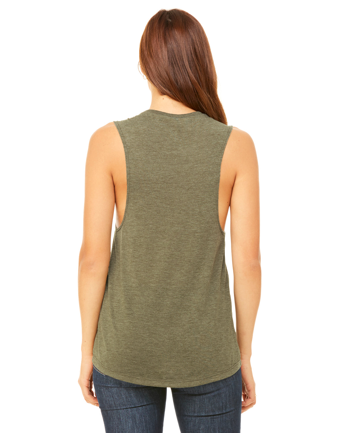 Women's Flowy Scoop Muscle Tank - Heather Olive