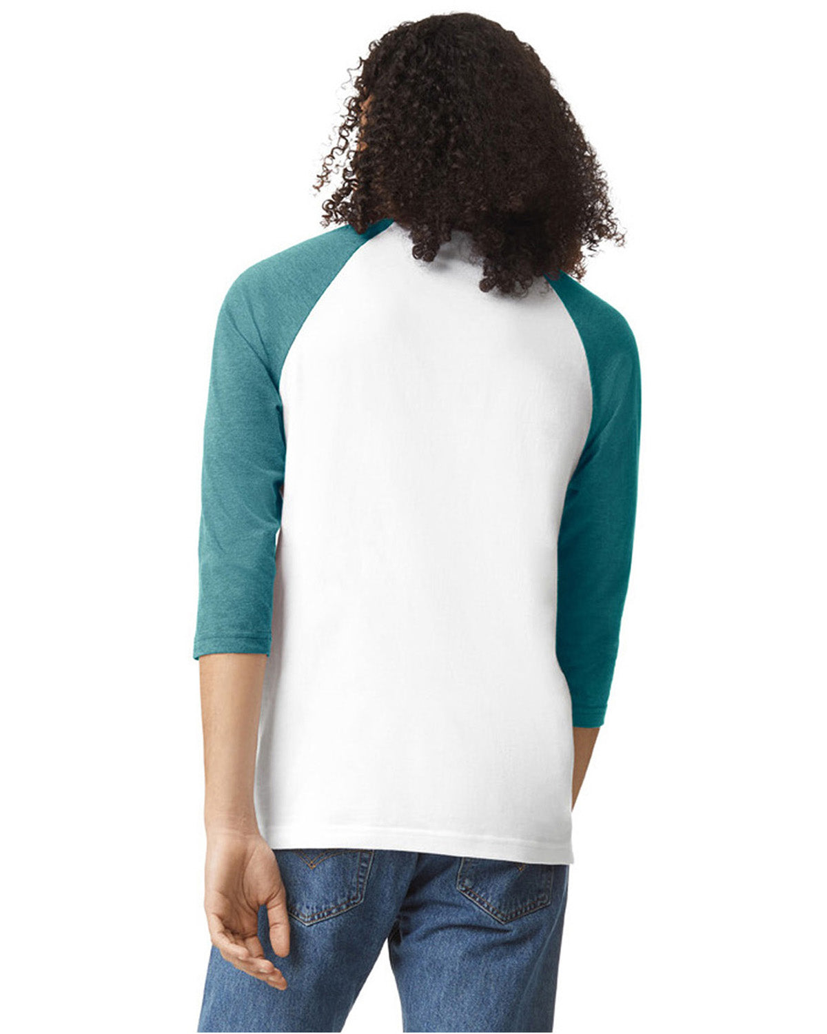 Unisex CVC Raglan T-Shirt - White/Heather Arctic