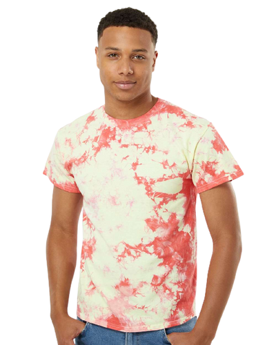 Crystal Tie Dye T-Shirt - Coral / Soft Yellow