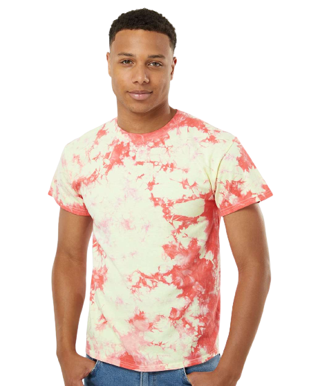 Crystal Tie Dye T-Shirt - Coral / Soft Yellow