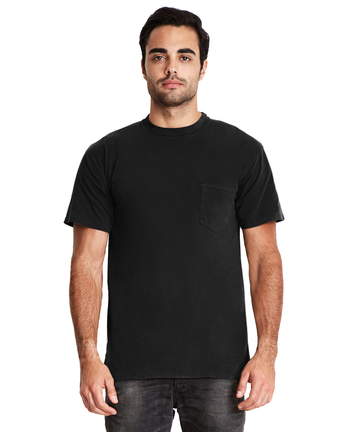 Unisex Inspired Dye Crew with Pocket - Black
