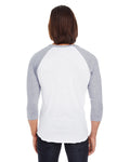 Unisex Poly-Cotton 3/4-Sleeve Raglan T-Shirt - White / Heather Gray