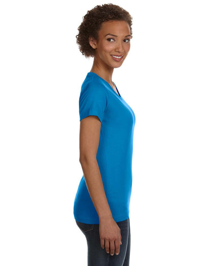 Women's V-Neck Fine Jersey T-Shirt - Cobalt